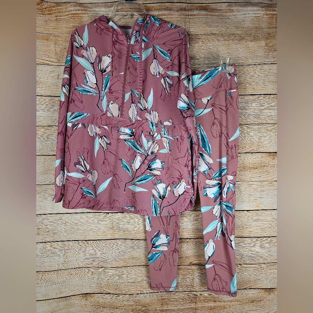 Calia by Carrie Underwood Hoodie and Leggings Floral Print Matching Set Size Med